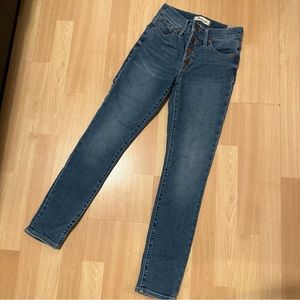 NWT Madewell 9” mid rise skinny crop jeans: button front